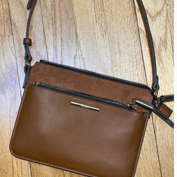 ALDO Aseria Brown Suede and Leather Crossbody Purse Bag New - Picture 1 of 3